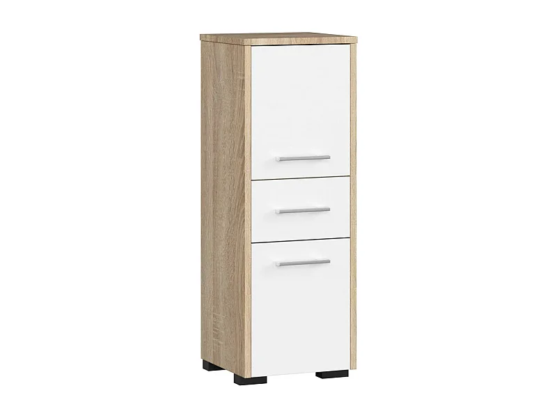 Badezimmerkast FIN Kolomkast 30cm 2-Deur 1-Lade 85cm Mat Eiken Sonoma/Wit Mat