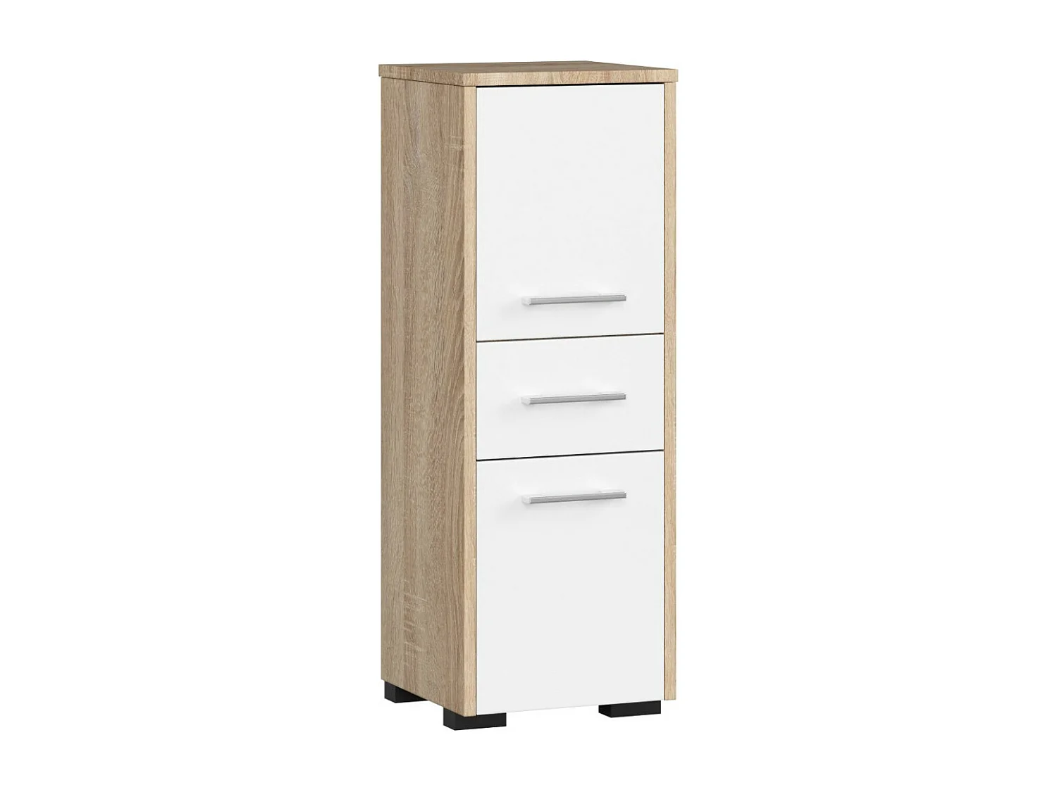 Badezimmerkast FIN Kolomkast 30cm 2-Deur 1-Lade 85cm Mat Eiken Sonoma/Wit Mat