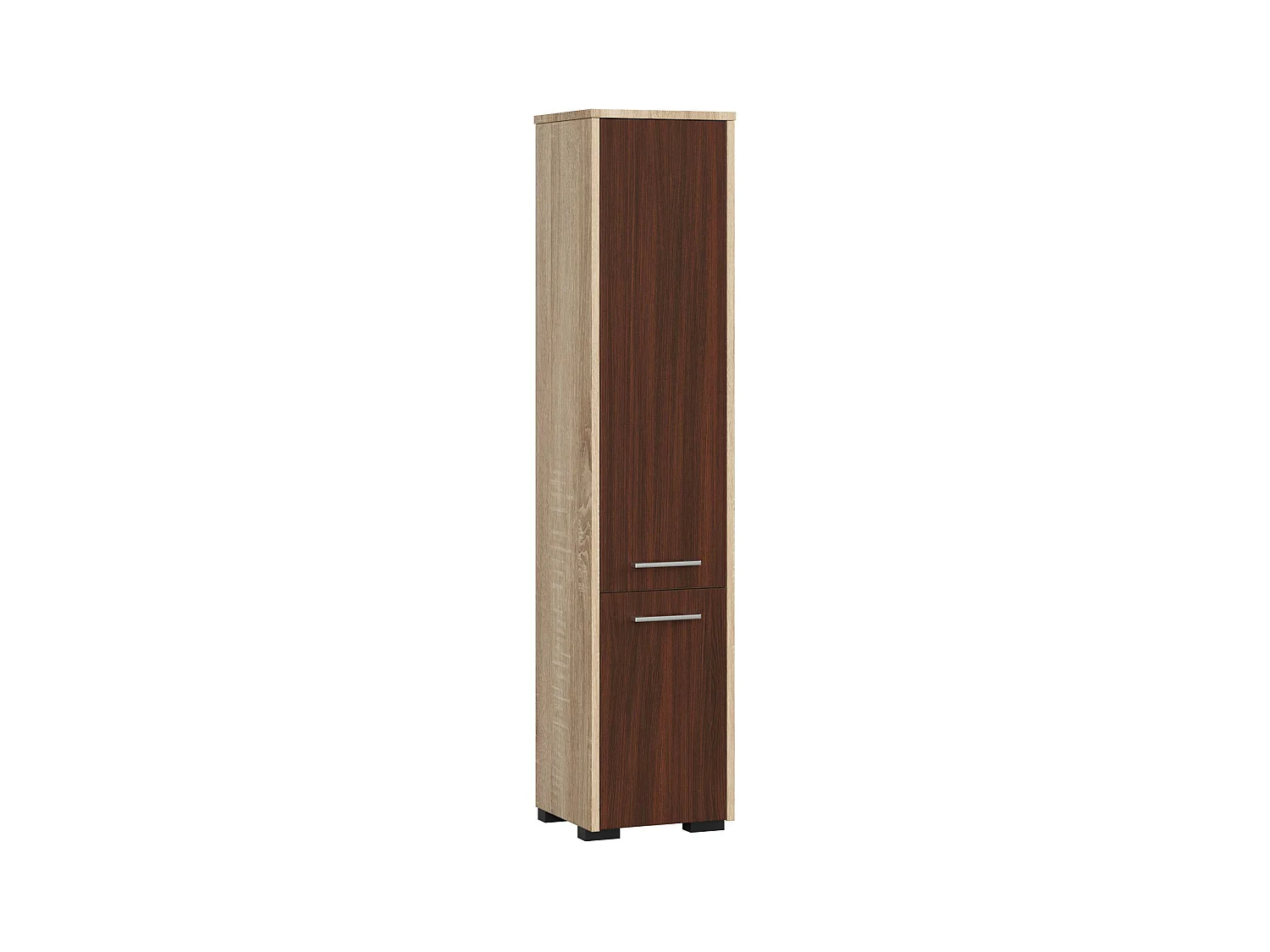Colonne salle de bains AKORD FIN Chêne Sonoma 30 cm 2 portes façade Wengé 5 étagères 30x30x140 cm