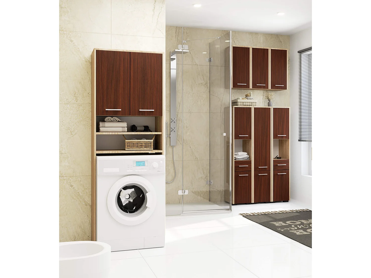 Kolomkast voor Badkamer FIN / AKORD Furniture Factory / Sonoma Eik - Venge / 30 x 140 x 30 cm