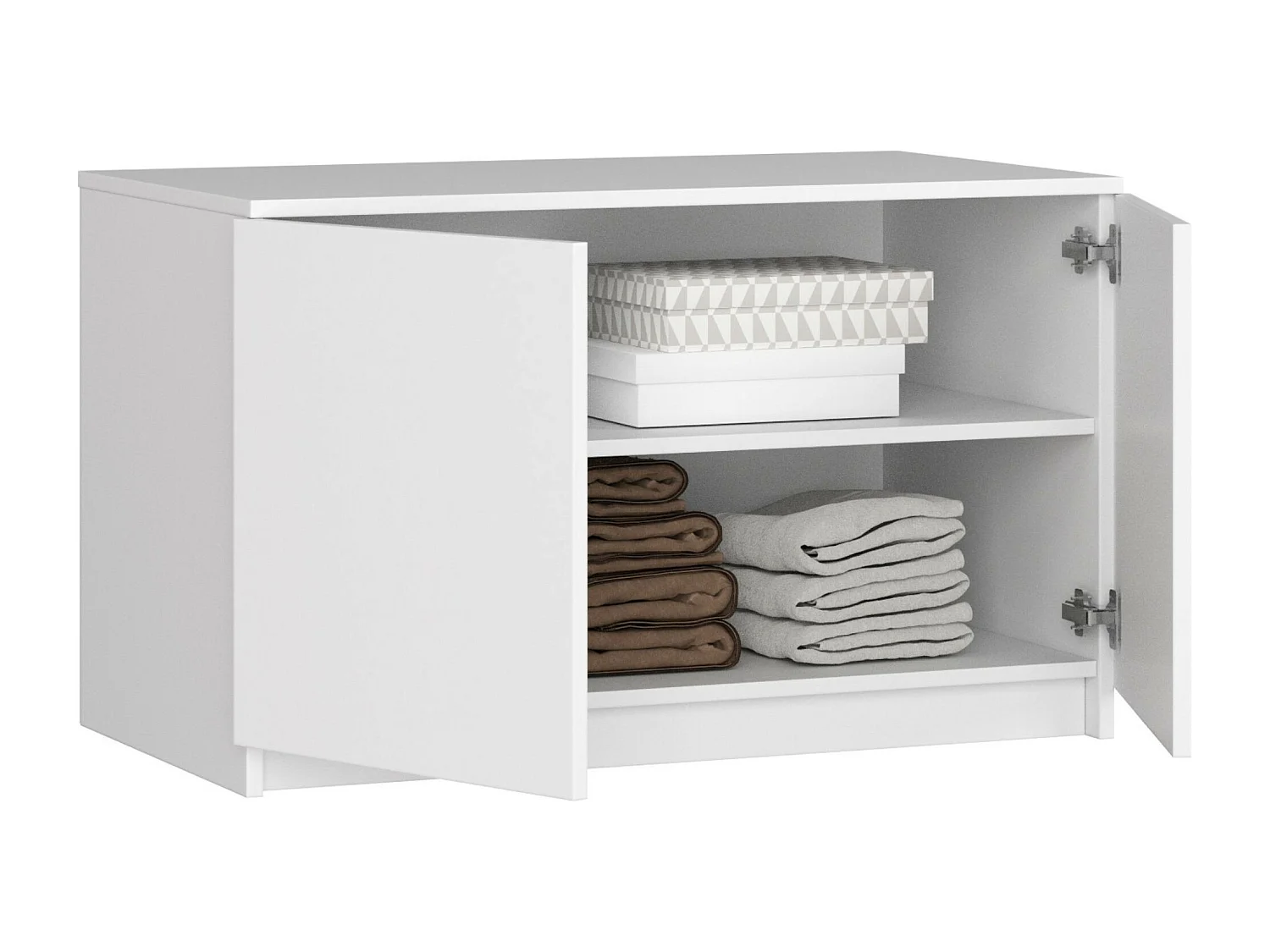 Surmeuble pour armoire AKORD S90 Blanc 90 cm 2 portes façade Blanche 2 étagères 90x51x55 cm