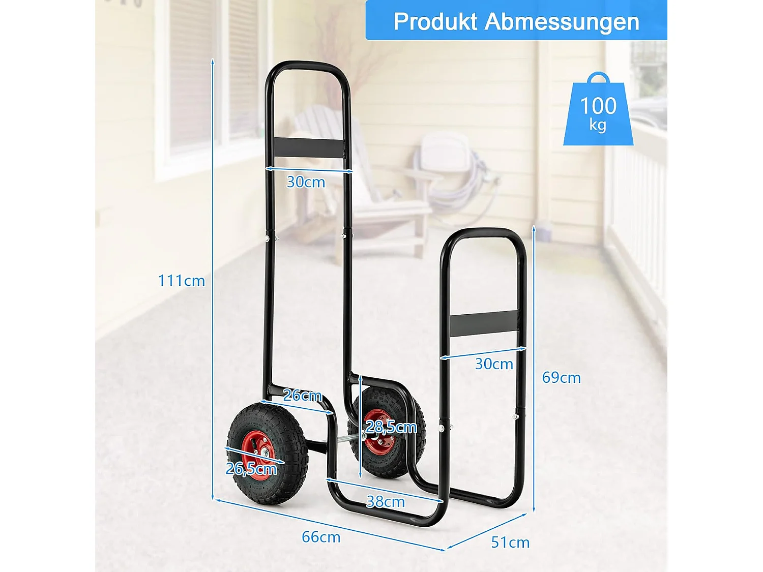 Brennholzwagen mit Rädern