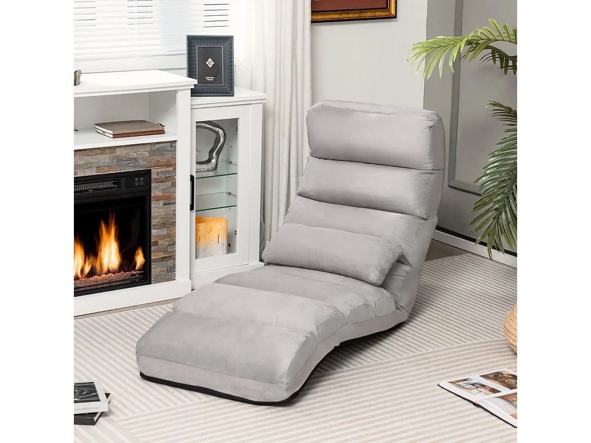 5-fach Einstellbare Relaxliege mit Rückenlehne Klappbare Relaxsessel 175 x 55 x 20 cm Grau