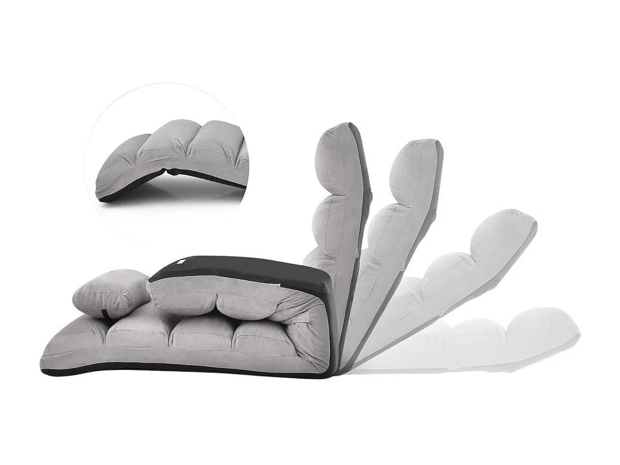 5-fach Einstellbare Relaxliege mit Rückenlehne Klappbare Relaxsessel 175 x 55 x 20 cm Grau