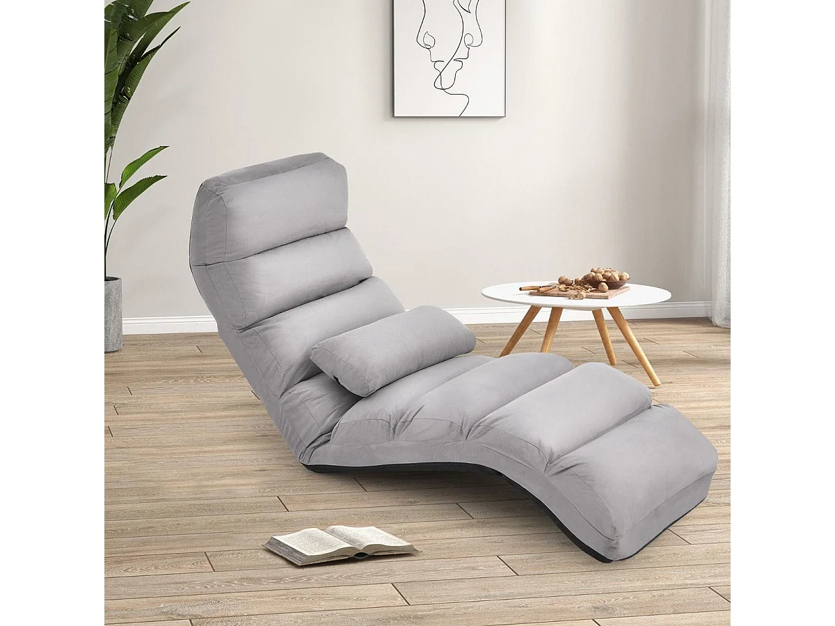 5-fach Einstellbare Relaxliege mit Rückenlehne Klappbare Relaxsessel 175 x 55 x 20 cm Grau