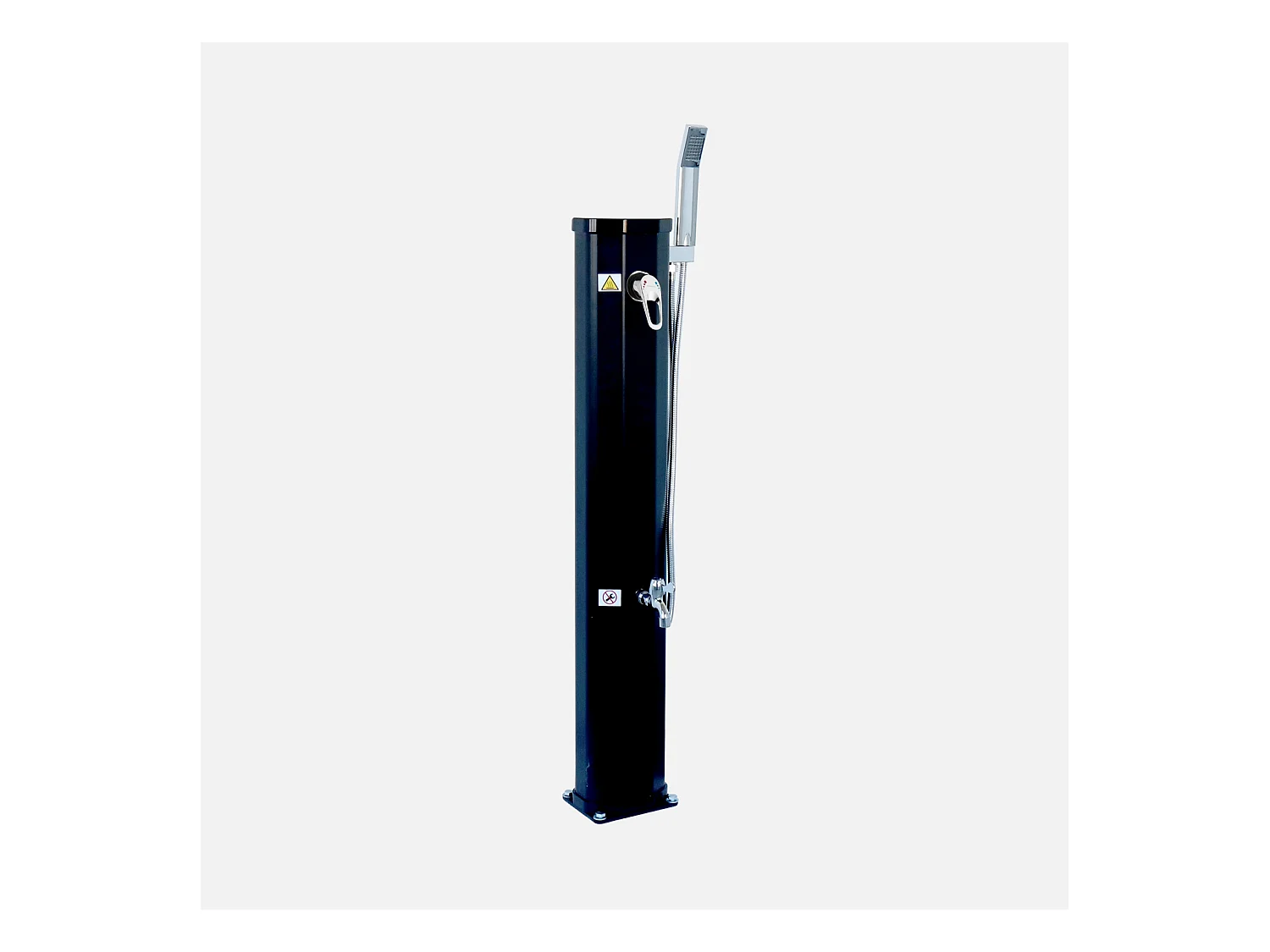 Douche solaire d'extérieur Soursa noire pour piscine. terrasse. jardin avec mitigeur et réservoir de 20L