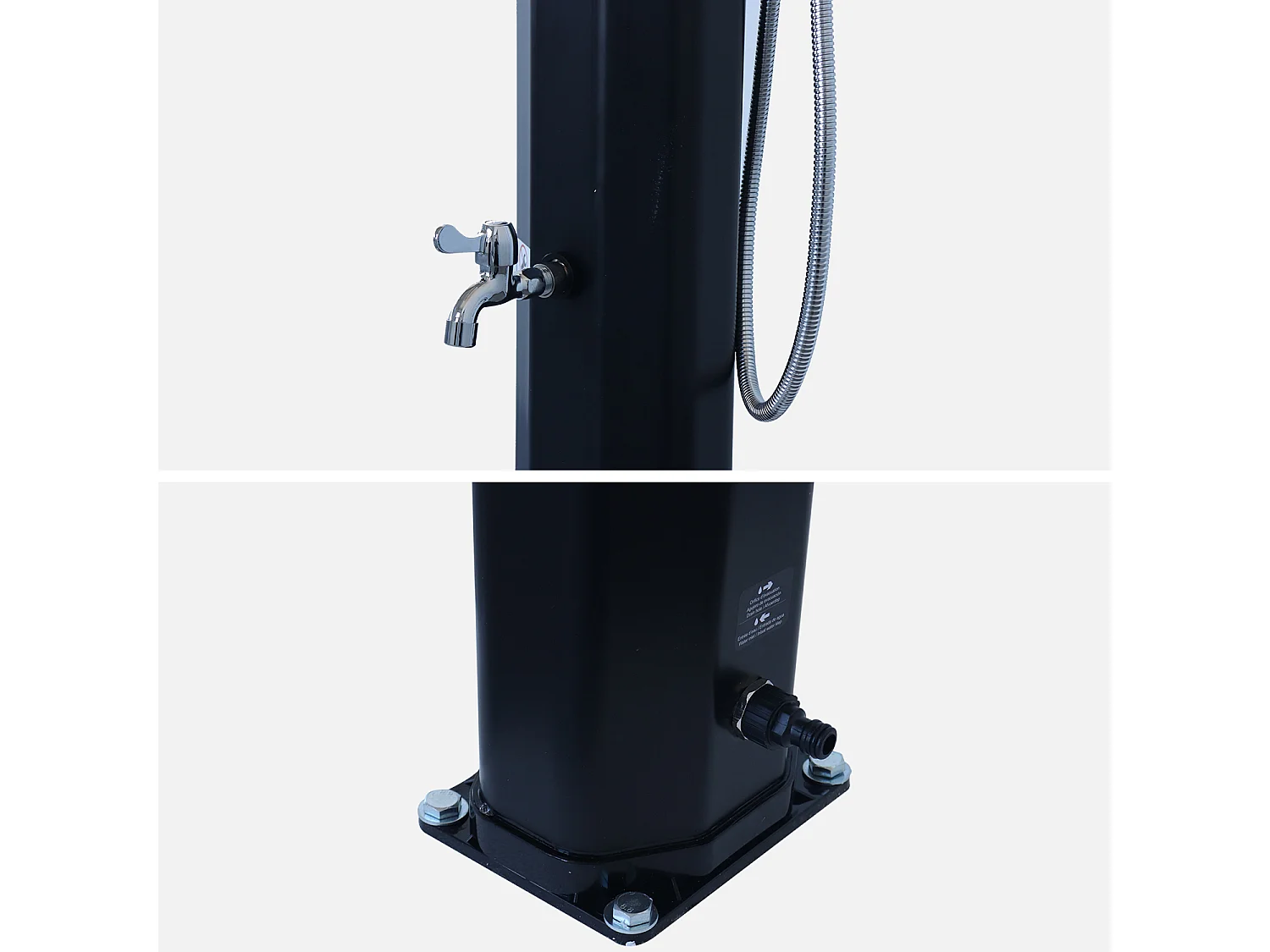 Douche solaire d'extérieur Soursa noire pour piscine. terrasse. jardin avec mitigeur et réservoir de 20L