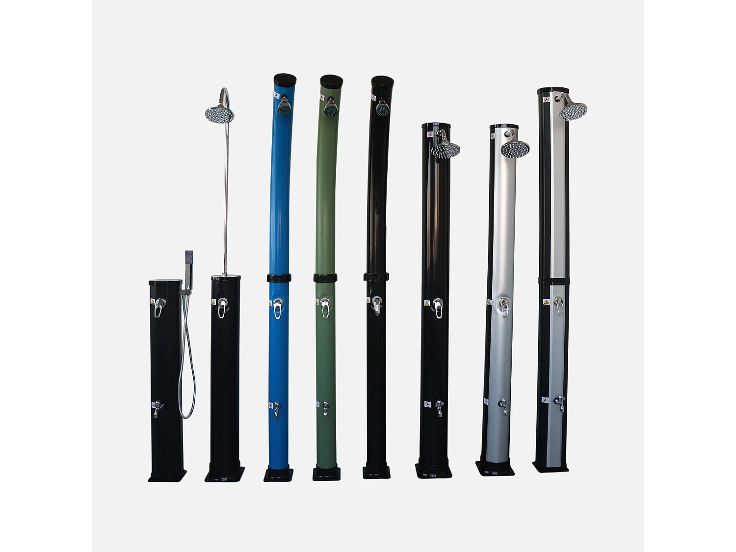 Douche solaire d'extérieur Soursa noire pour piscine. terrasse. jardin avec mitigeur et réservoir de 20L