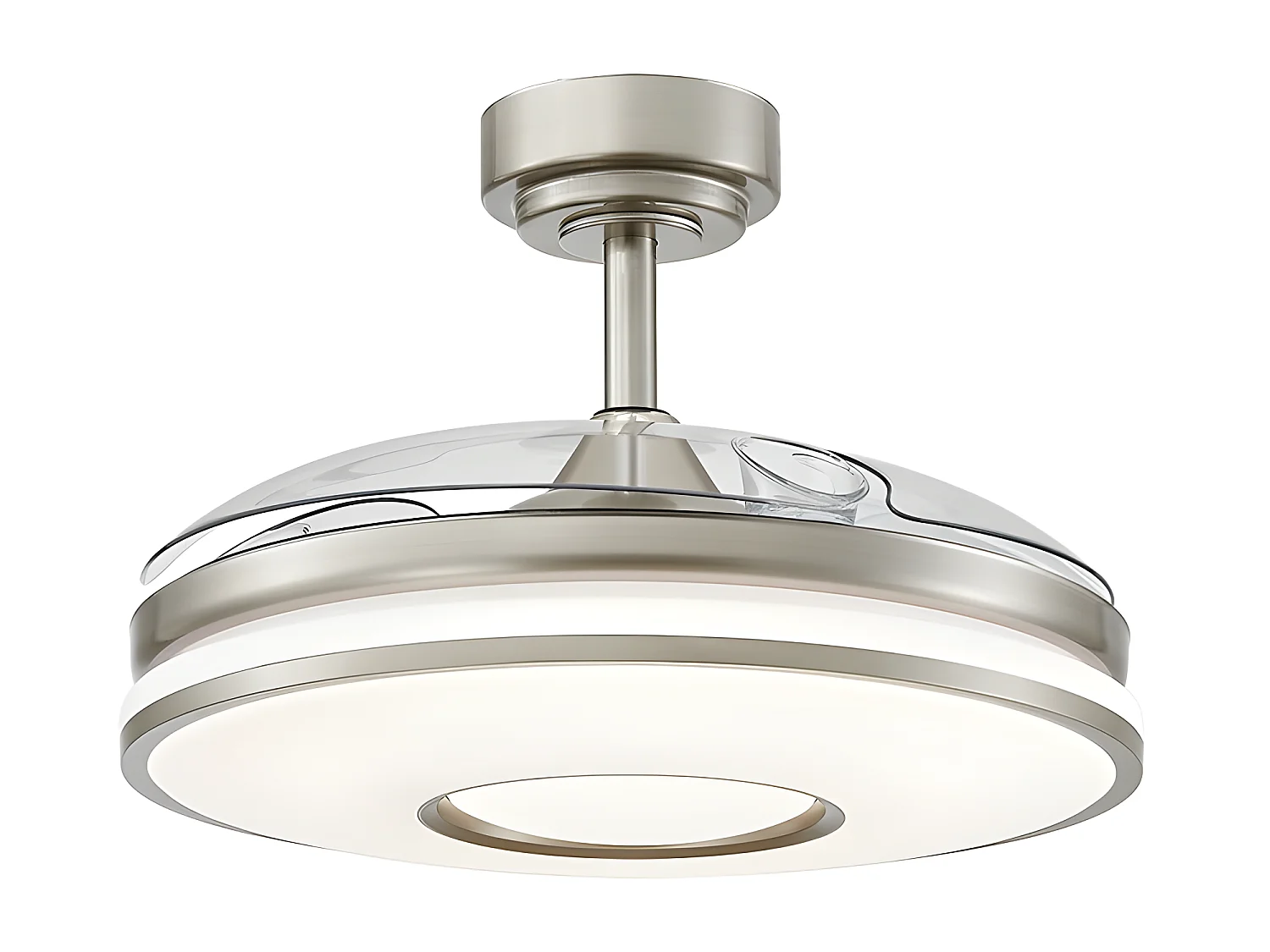 Ventilateur DC DANI L nickel led intégré CCT et mémoire de couleur Fabrilamp