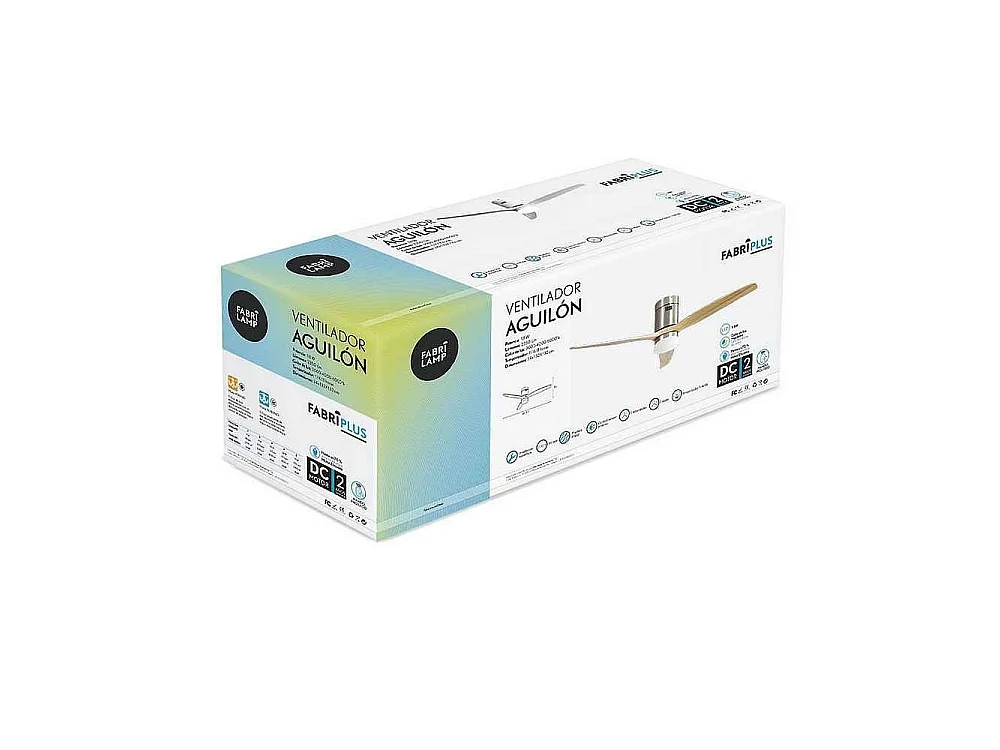 Moderner Nickel-Deckenventilator mit LED-Licht und Fernbedienung - Aguilon DC Ventilator mit 6 Geschwindigkeiten und Farbgedächtnis