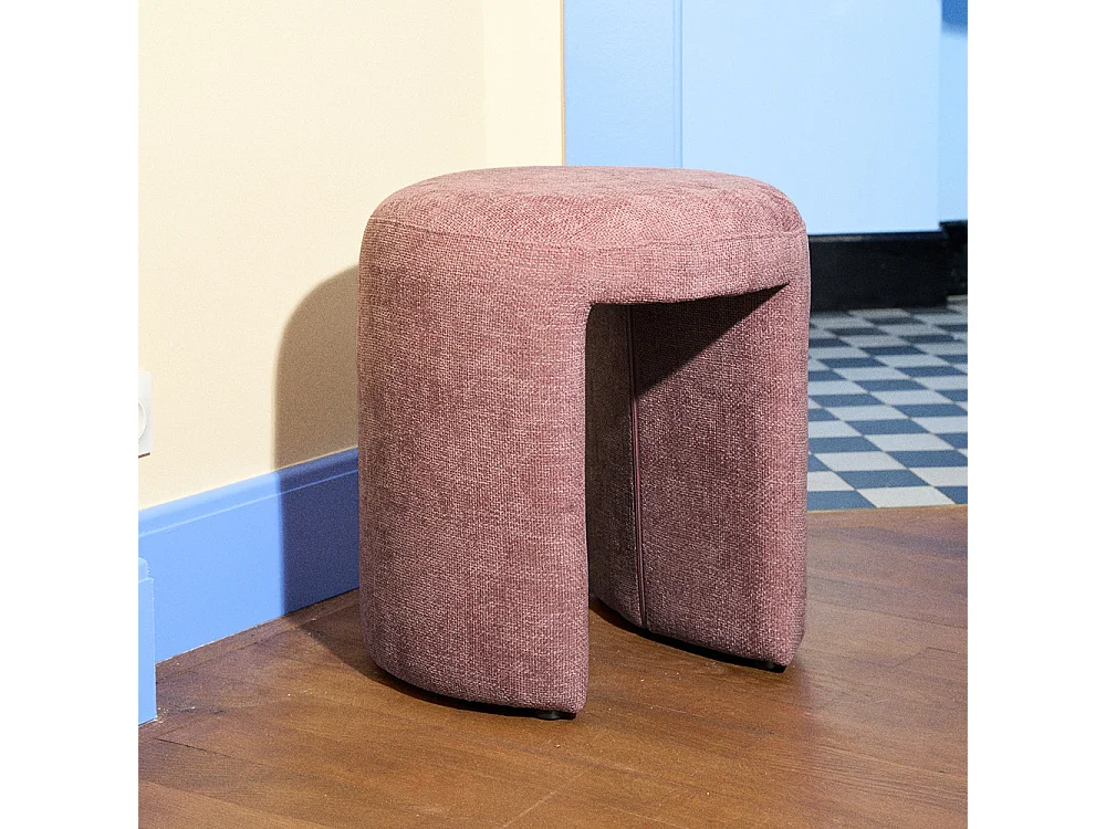 Charlie - Pouf rond en tissu ø45cm - Rose