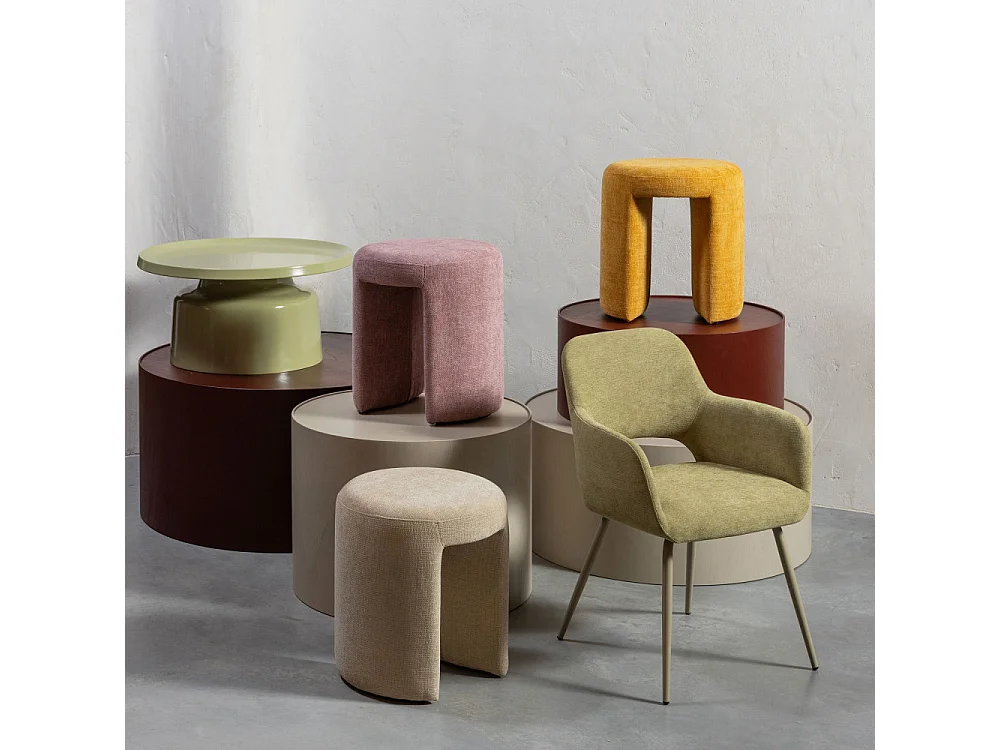 Charlie - Pouf rond en tissu ø45cm - Rose