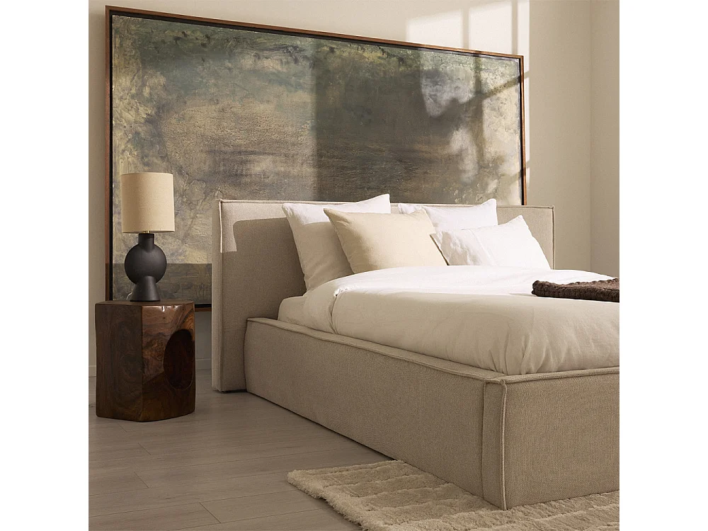 Liberia - Lit coffre en tissu 140x190 cm - Écru