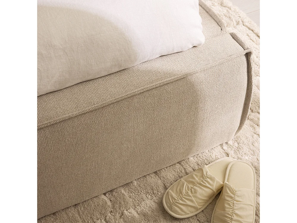 Liberia - Lit coffre en tissu 140x190 cm - Écru