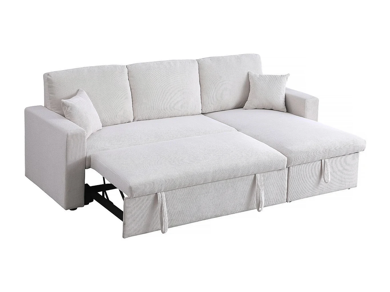 Narożnik sztruksowy "Alain" - 3-osobowy - beżowy