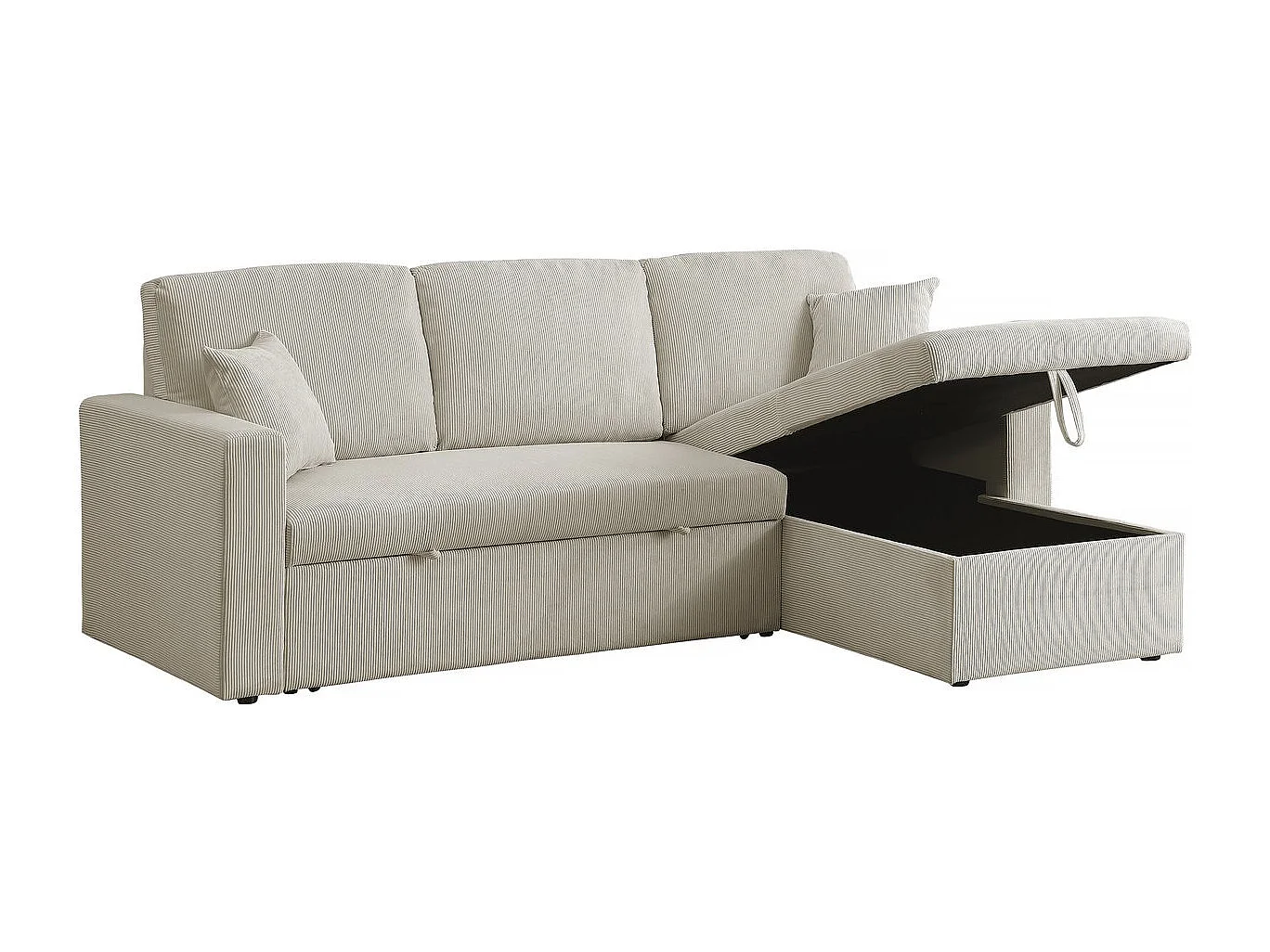 Narożnik sztruksowy "Alain" - 3-osobowy - beżowy