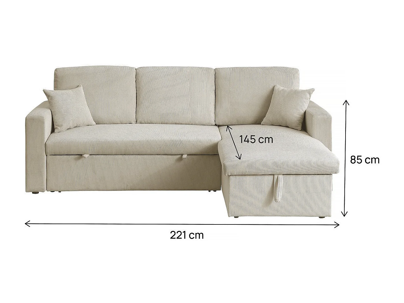 Narożnik sztruksowy "Alain" - 3-osobowy - beżowy