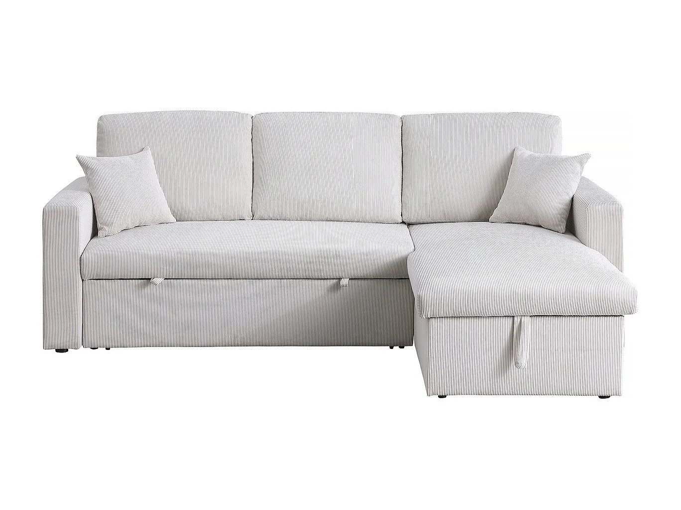 Canapé d'angle convertible en velours côtelé "Alain" - 3 places - Beige