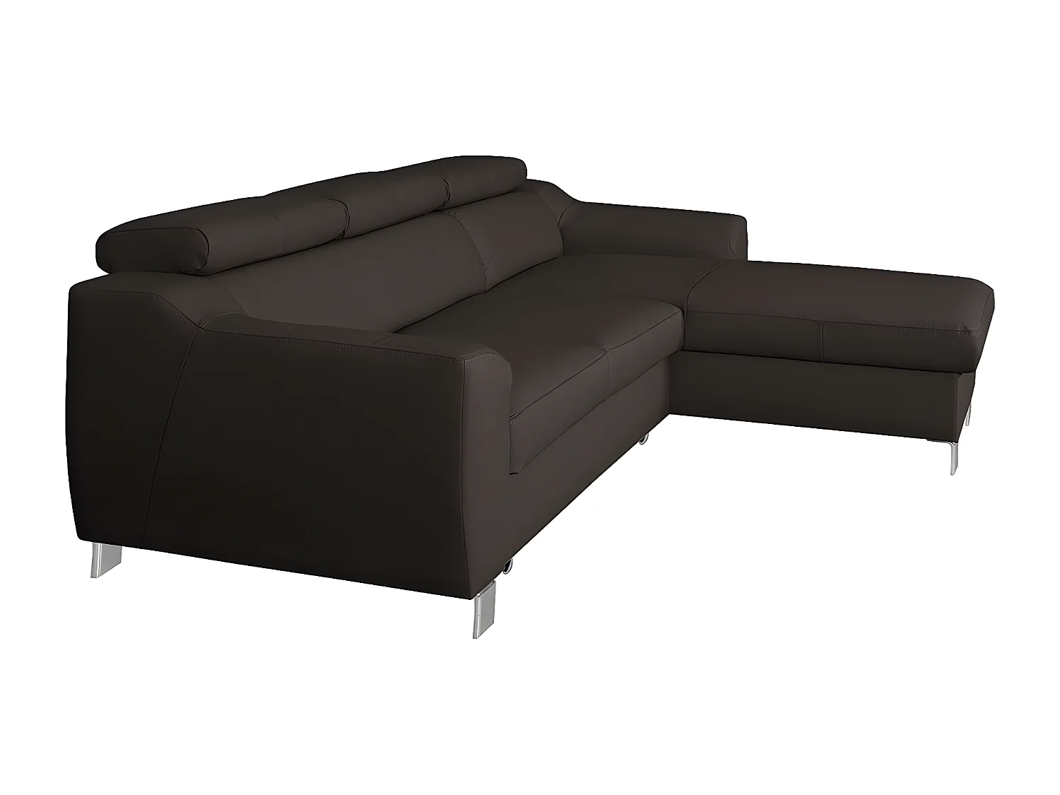 Canapé d'angle convertible en cuir italien de luxe 5 places ASTORIA, chocolat, angle droit
