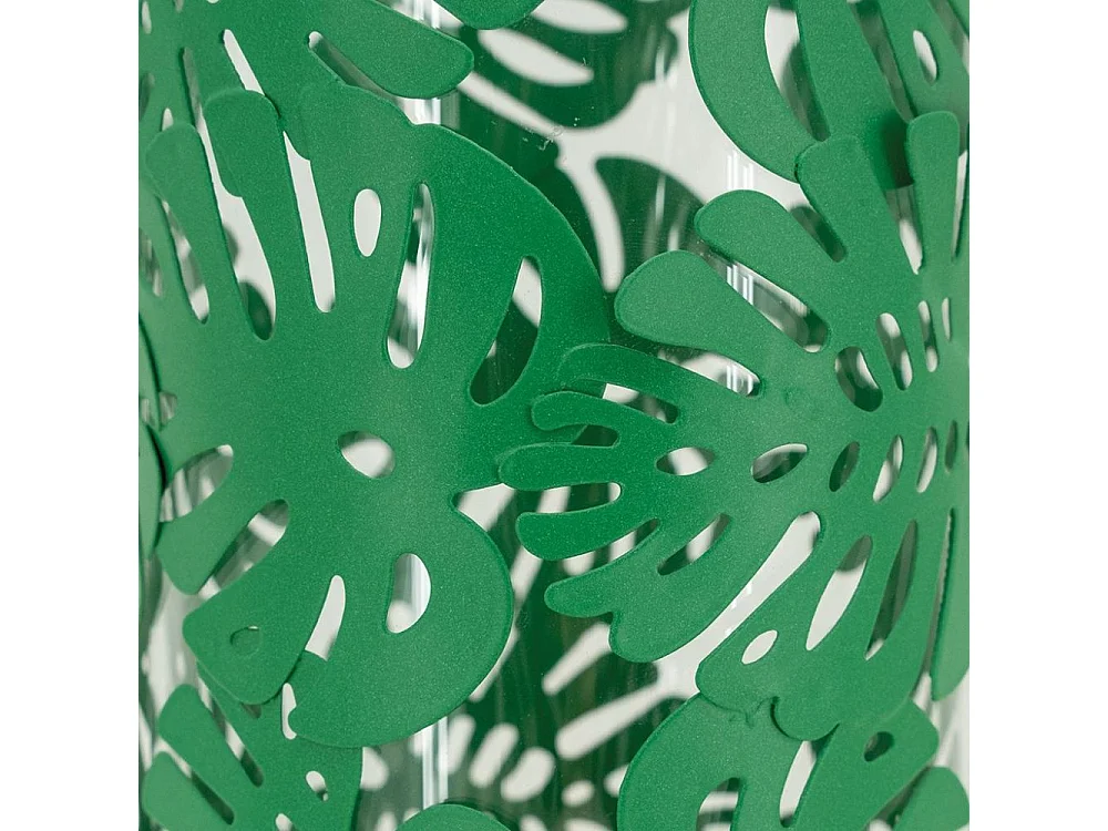 Photophores ronds verts feuilles tropicales métal (Lot de 2)