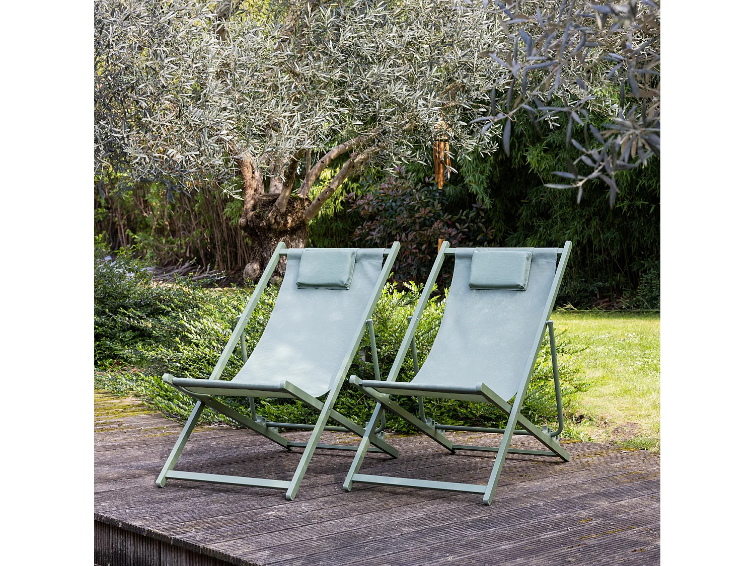Set van 2 CYPRUS stoelen - saliegroen textilene / saliegroen structuur