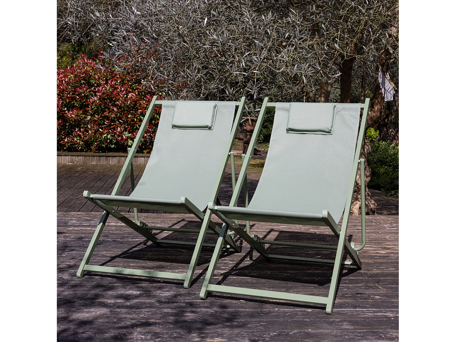 Set van 2 CYPRUS stoelen - saliegroen textilene / saliegroen structuur