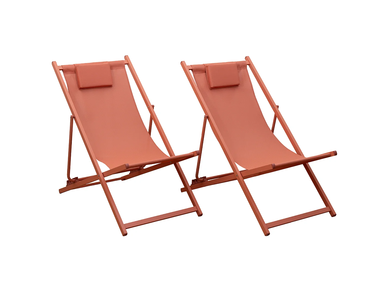 Lot de 2 chiliennes CYPRUS - textilène terracotta/structure terracotta - HAPPY GARDEN