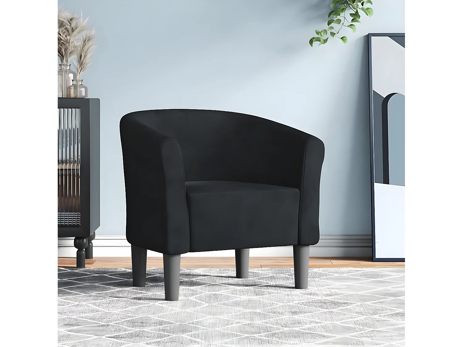 Fauteuil cabriolet moderne noir velours SEF94485