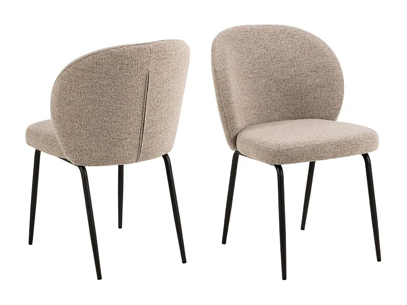 Chaise scandinave bouclette et pieds en métal noir (lot de 2) - PAMELA