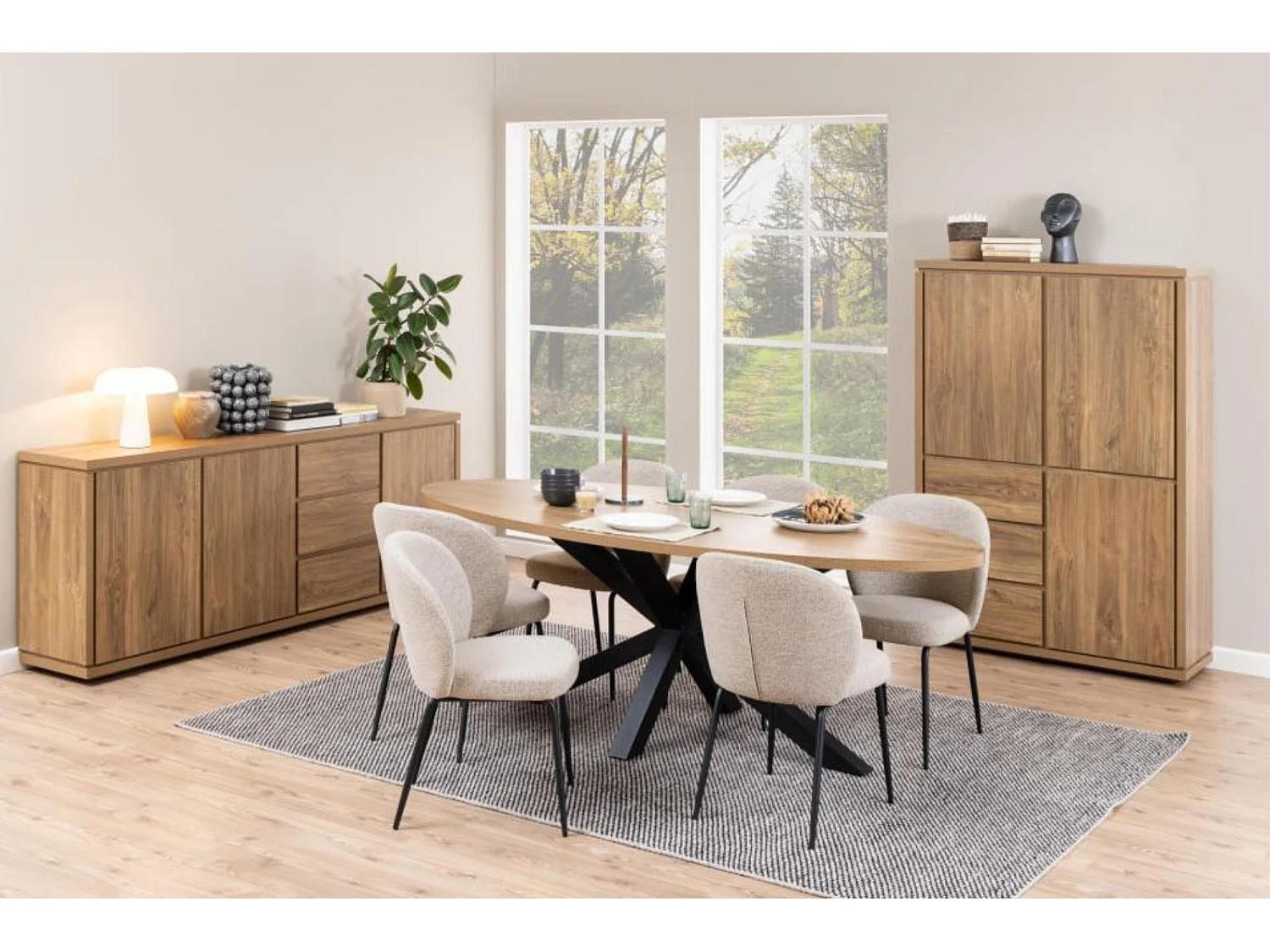 Chaise scandinave bouclette et pieds en métal noir (lot de 2) - PAMELA