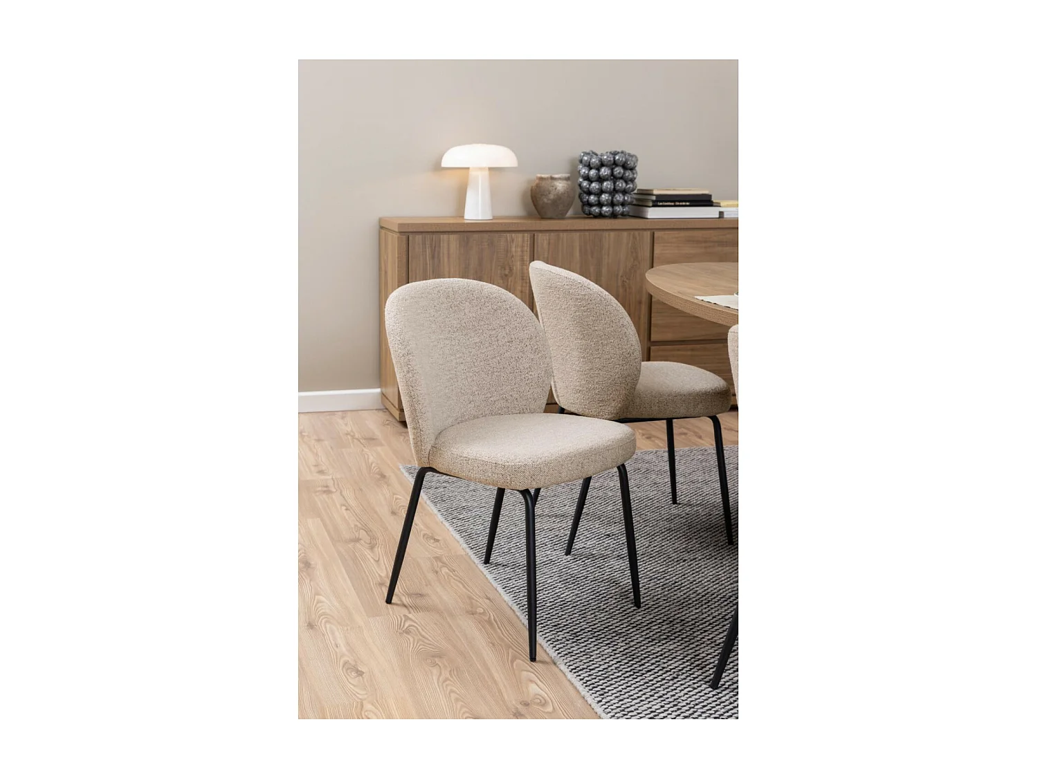 Chaise scandinave bouclette et pieds en métal noir (lot de 2) - PAMELA