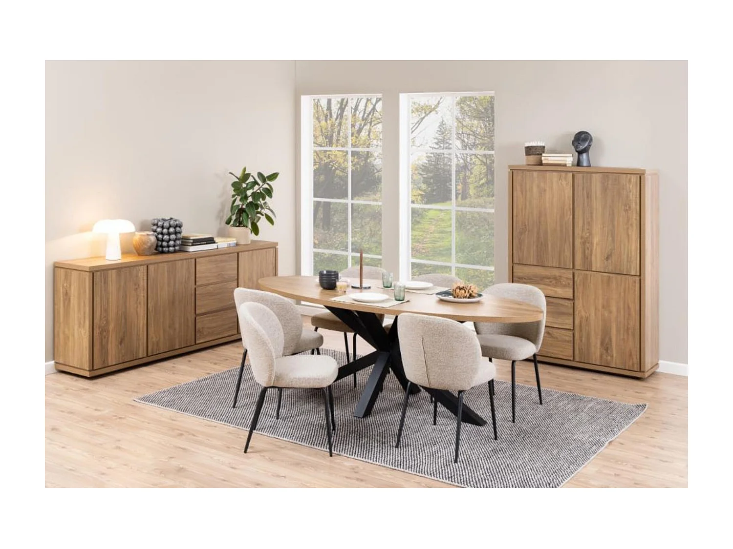 Chaise scandinave bouclette et pieds en métal noir (lot de 2) - PAMELA