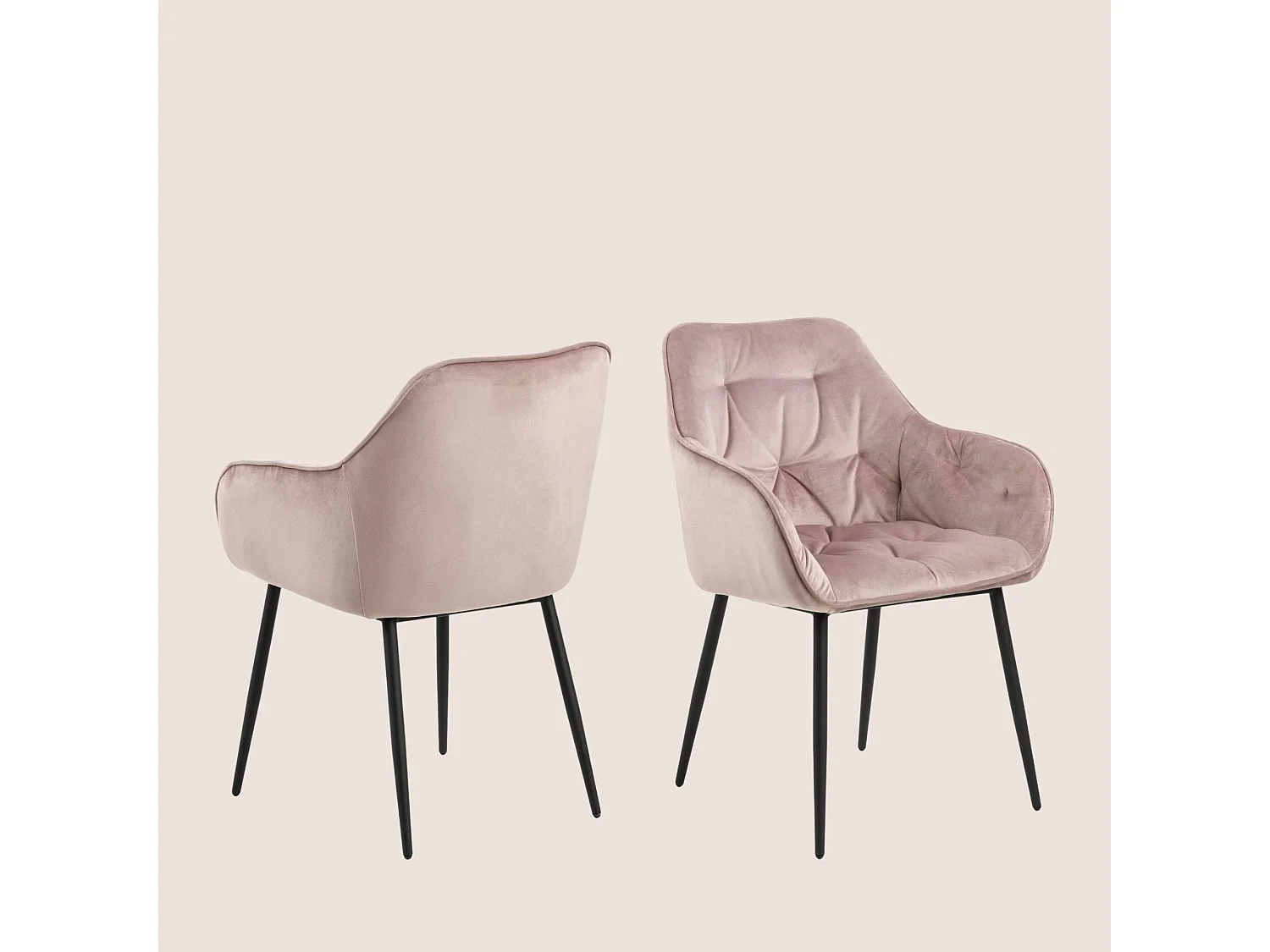 Fauteuil de salle à manger en velours et métal (lot de 2) - TERI