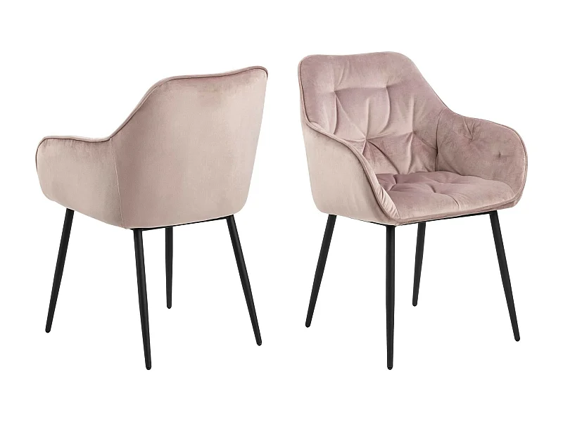 Fauteuil de salle à manger en velours et métal (lot de 2) - TERI