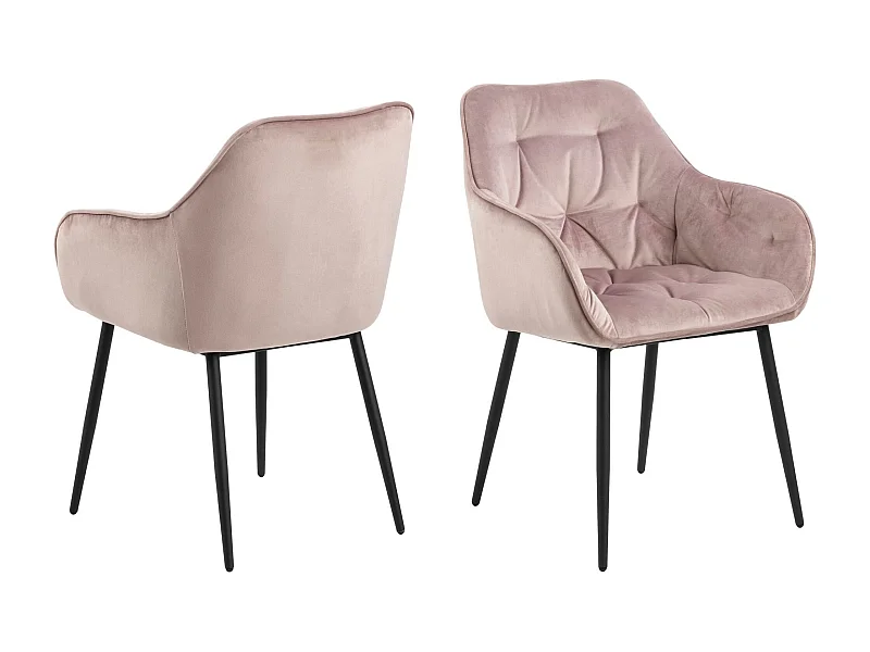 Fauteuil de salle à manger en velours et métal (lot de 2) - TERI