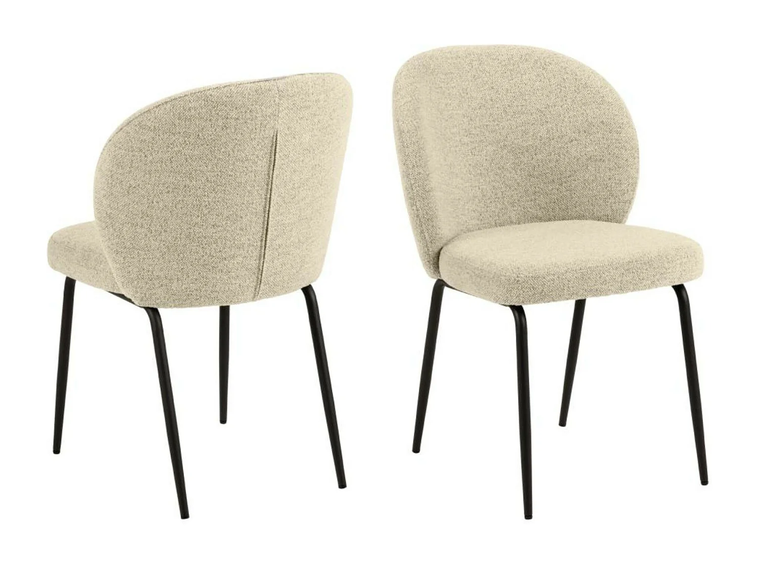 Chaise scandinave bouclette et pieds en métal noir (lot de 2) - PAMELA