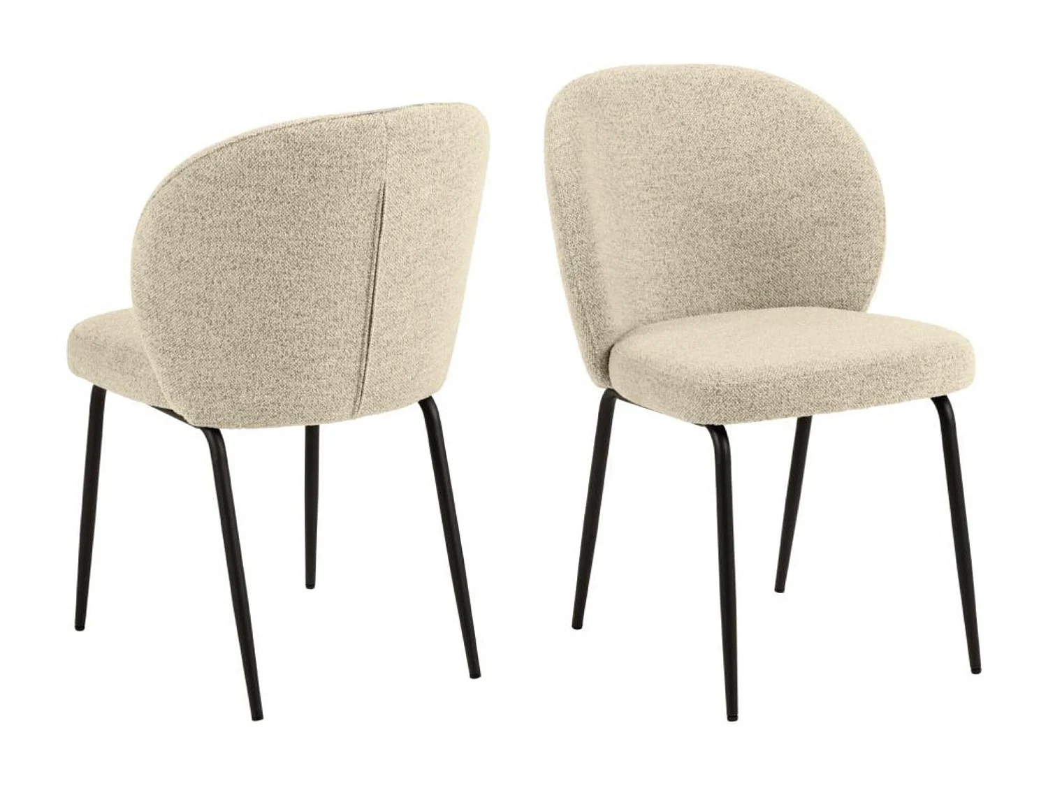Chaise scandinave bouclette et pieds en métal noir (lot de 2) - PAMELA