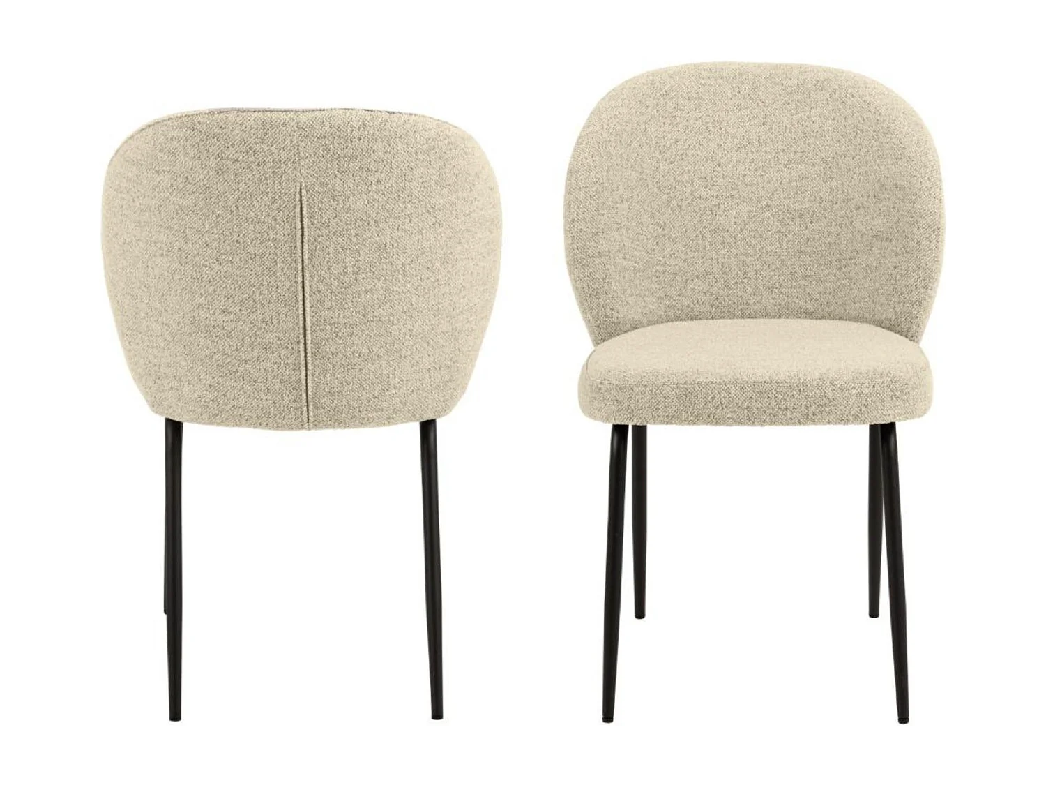 Chaise scandinave bouclette et pieds en métal noir (lot de 2) - PAMELA