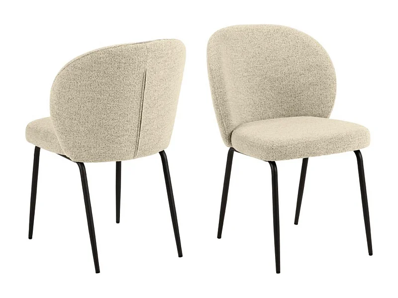 Chaise scandinave bouclette et pieds en métal noir (lot de 2) - PAMELA