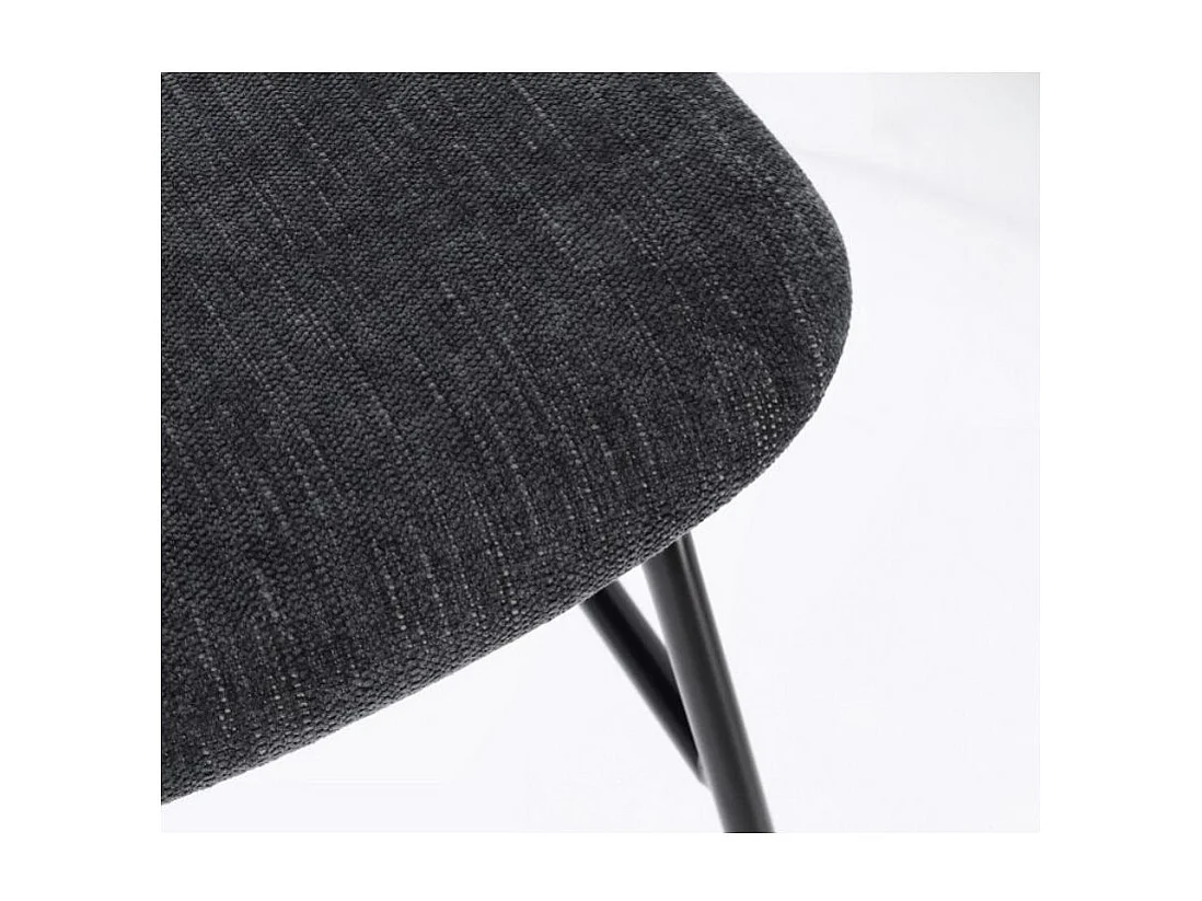 Lot de 2 chaises Gleny - Structure acier noir et assise velours-Couleur Gris foncé