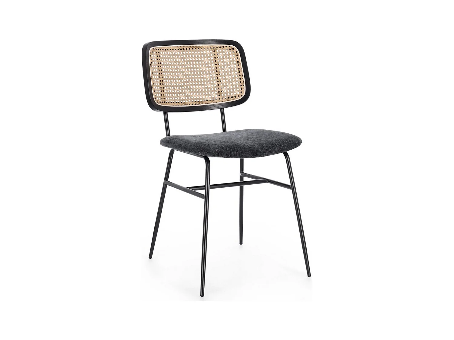 Lot de 2 chaises Gleny - Structure acier noir et assise velours-Couleur Gris foncé