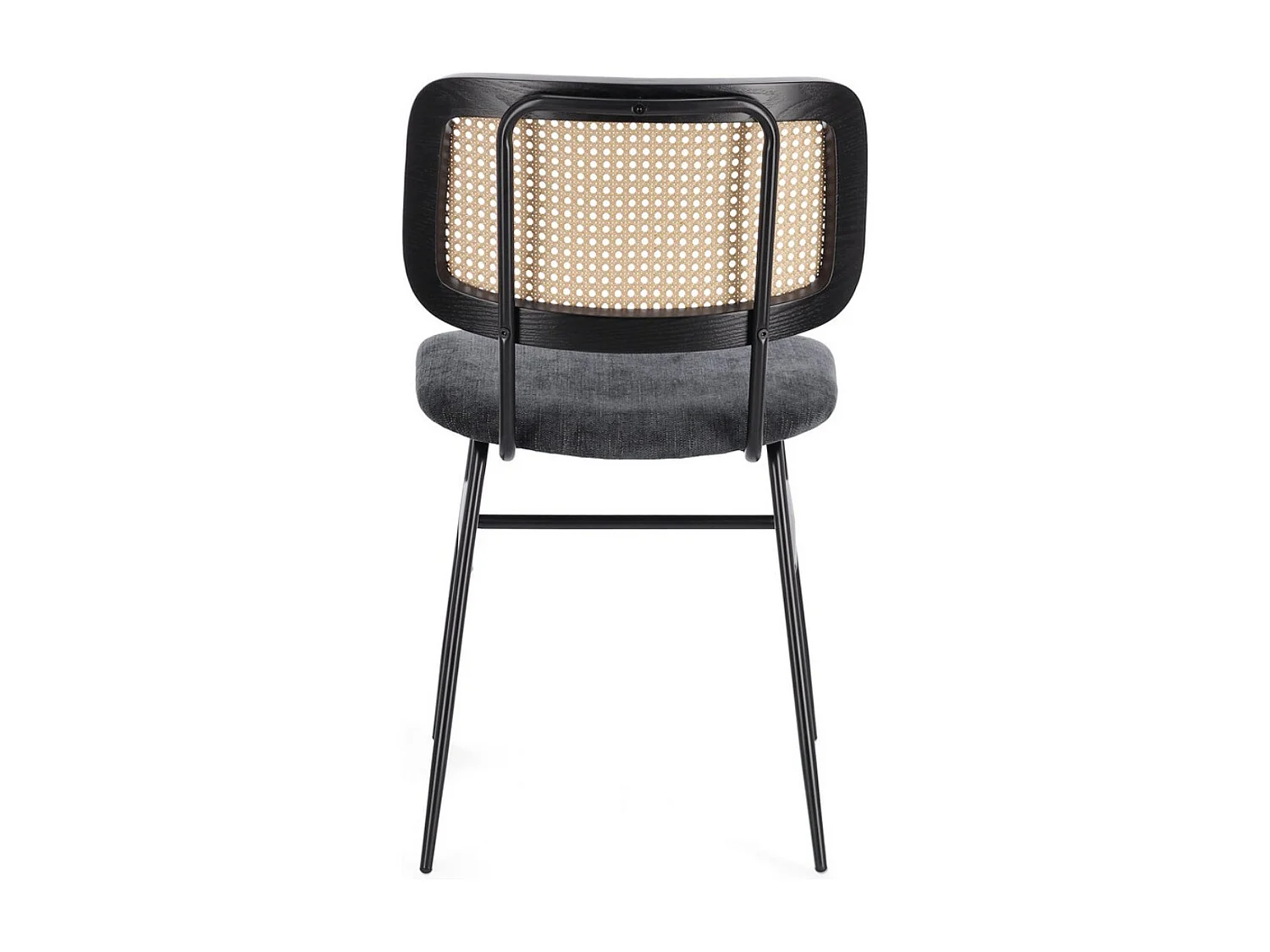 Lot de 2 chaises Gleny - Structure acier noir et assise velours-Couleur Gris foncé