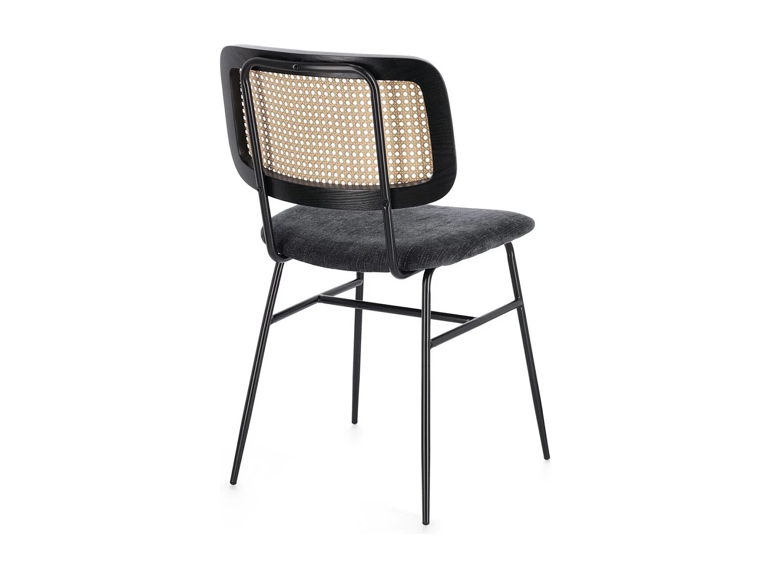 Lot de 2 chaises Gleny - Structure acier noir et assise velours-Couleur Gris foncé