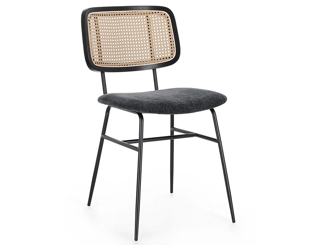 2 Vintage-Küchenstühle mit Rattan-Rückenlehne Glenna Bizzotto - Grau