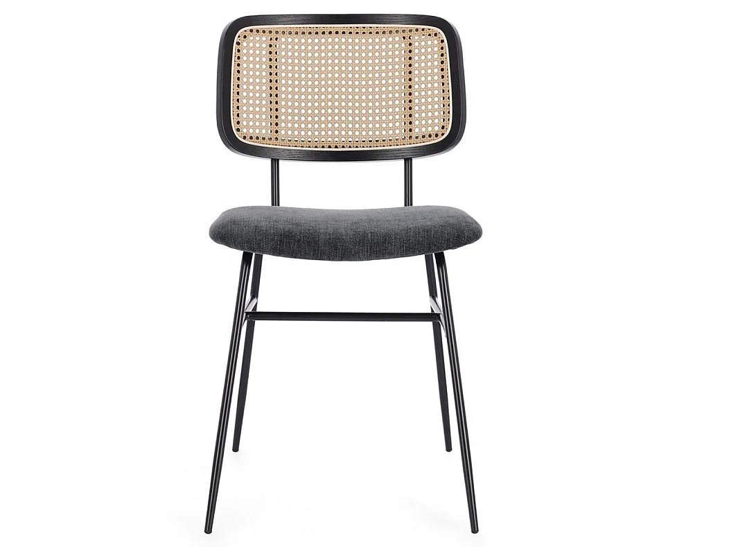 2 Vintage-Küchenstühle mit Rattan-Rückenlehne Glenna Bizzotto - Grau