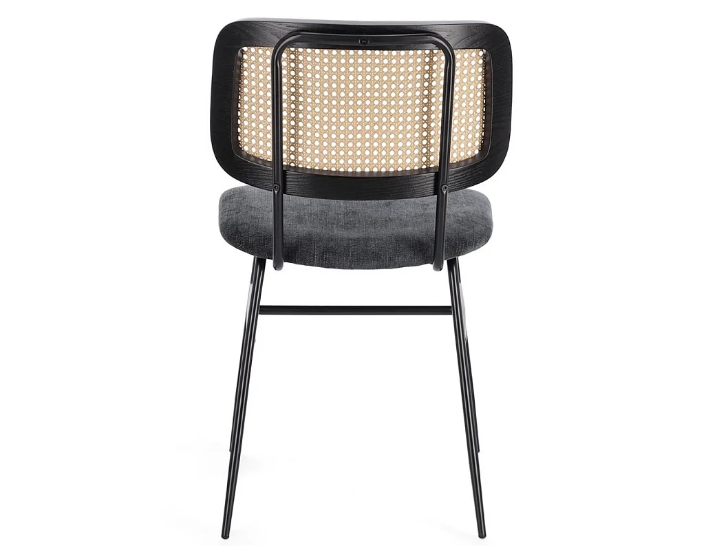 2 Vintage-Küchenstühle mit Rattan-Rückenlehne Glenna Bizzotto - Grau