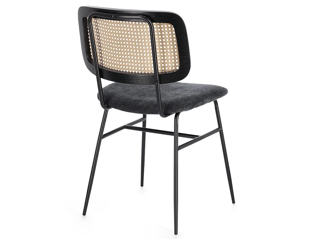 2 Vintage-Küchenstühle mit Rattan-Rückenlehne Glenna Bizzotto - Grau