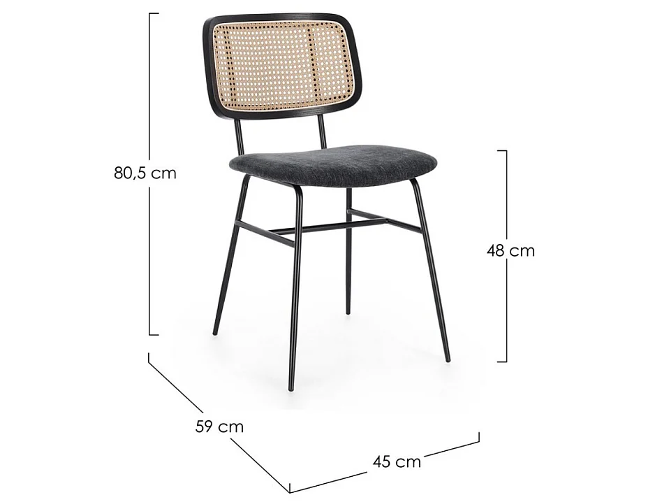 2 Vintage-Küchenstühle mit Rattan-Rückenlehne Glenna Bizzotto - Grau