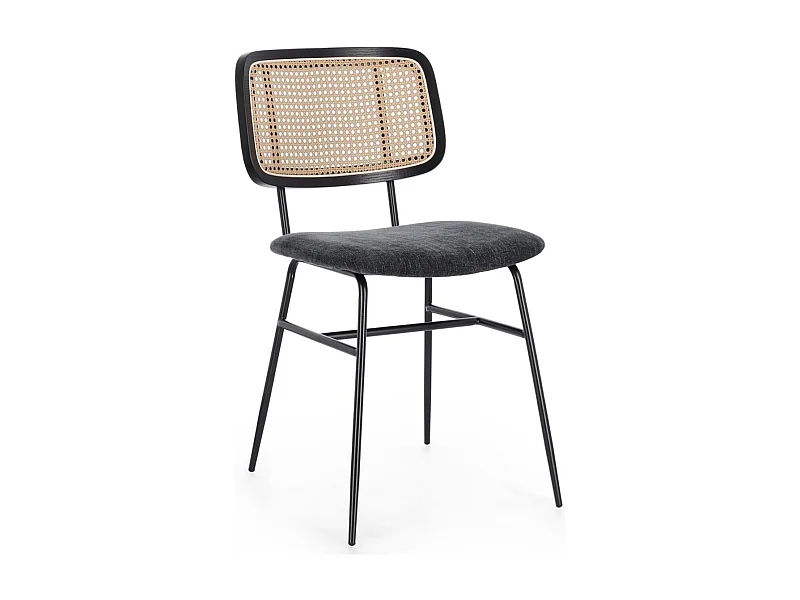 Set van 2 Gleny stoelen - Zwart stalen frame en fluwelen zitting-Kleur Donkergrijs