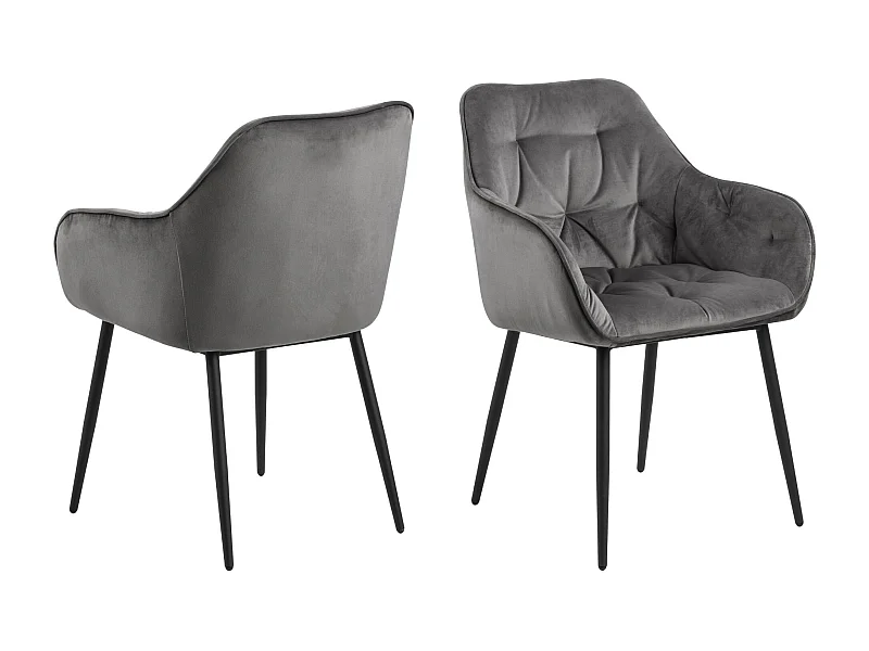 Fauteuil de salle à manger en velours et métal (lot de 2) - TERI